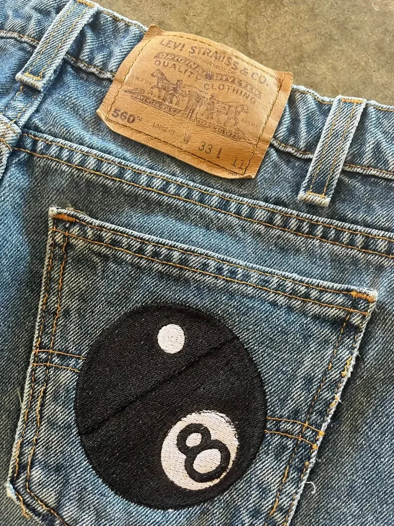 8 Ball Embroided Jorts